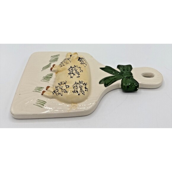 Country Kitchen Pig W/Bow Wall Hanging Trivet Decor Ceramic Painted 9.5” - Picture 7 of 12